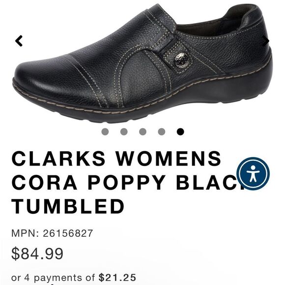 COPY - CLARKS WOMENS CORA POPPY BLACK TUMBLED 6 1/2 Comfy shoes - Picture 2 of 5
